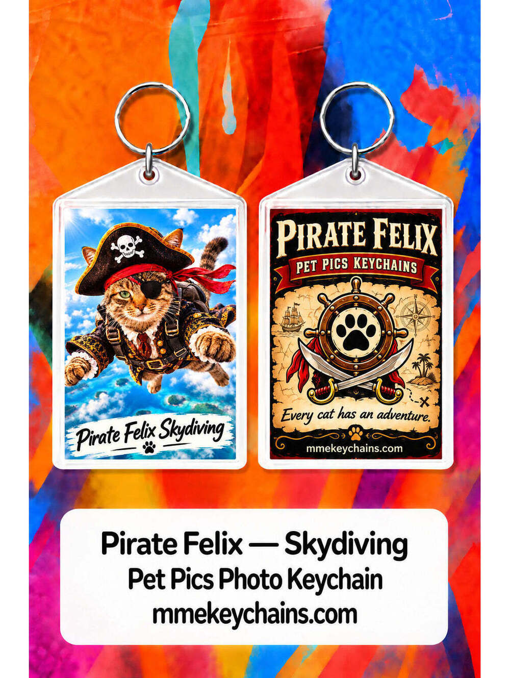 4895 Personalized Pet Pics Keychains Pirate Felix – Skydiving
